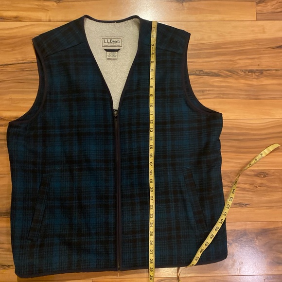 LL Bean Wool Vest Green Buffalo Plaid Hunting Mens Xl Tall Sherpa Lined. - Picture 6 of 13